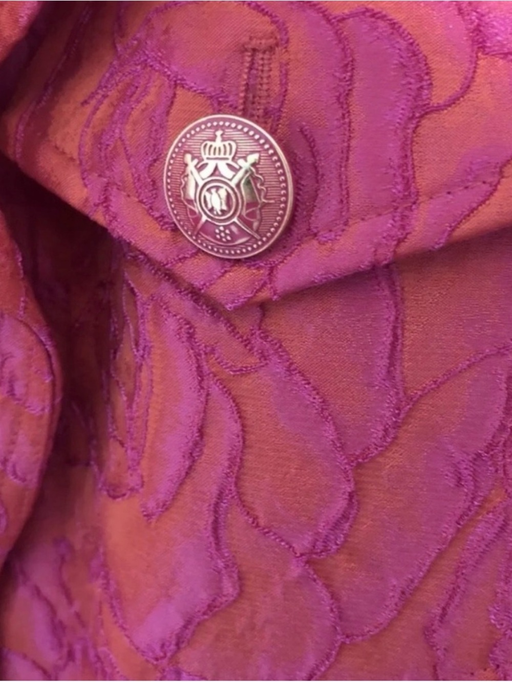 RARE Alice + Olivia Jacquard Trench Coat Belted Brocade NWOT Pink Metallic Rose - Picture 8 of 11